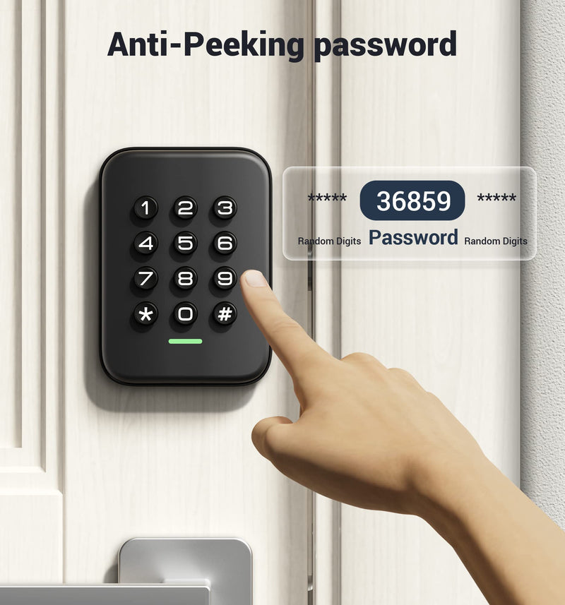 Veise Keyless Entry Door Lock, Electronic Keypad Deadbolt, Auto Lock, Anti-Peeking Password, Emergency Power Port, Easy Installation, Black - NewNest Australia