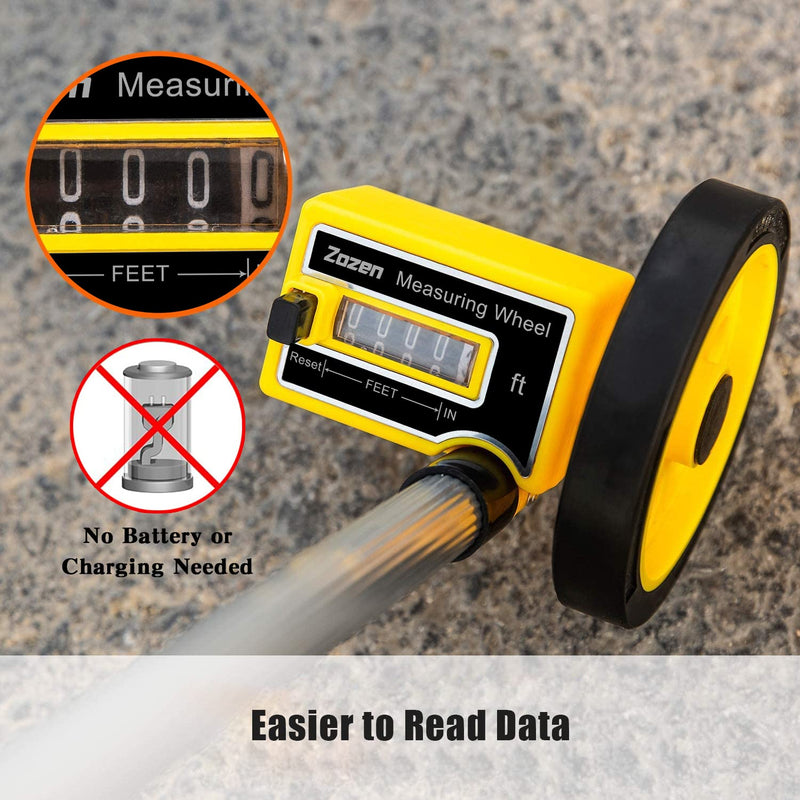 Zozen Measuring Wheel in Feet and Inches, Scalable Length 40in, 4-inch Measure Wheel, Walking Measurement Up To 10,000Ft | Mechanical | One Key to Reset, Include Carrying Bag.