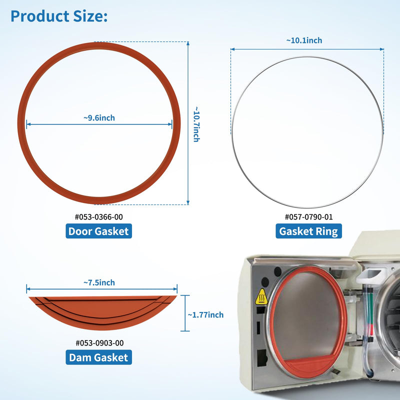 M9 Door Gasket Kit for Midmark Ritter M9 M9D Door Seal Includes Door & Dam Gasket (#002-0361-01) and Gasket Ring (#057-0790-01) Seal Set Replacement Part