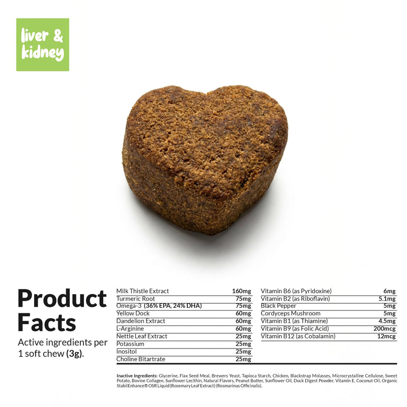 Liver and Kidney Soft Chews for Dogs & Liver and Kidney Support Powder for Cats