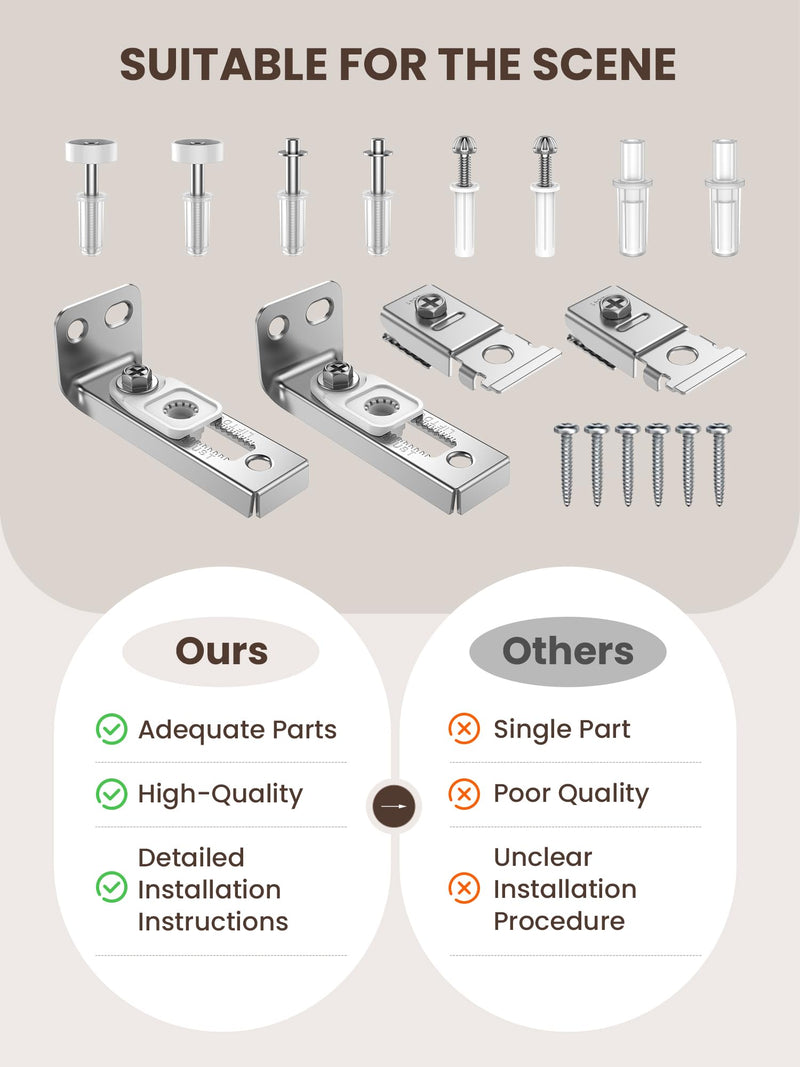 Bifold Door Hardware Repair Kit - 4 Pack Bi-fold Closet Barn Door Hardware Kit for 7/8" to 1" Track, Folding Pocket Door Replacement Parts Set Include Top Bottom Pivots Bracket and Guide Wheel (4Pack) 4Pack