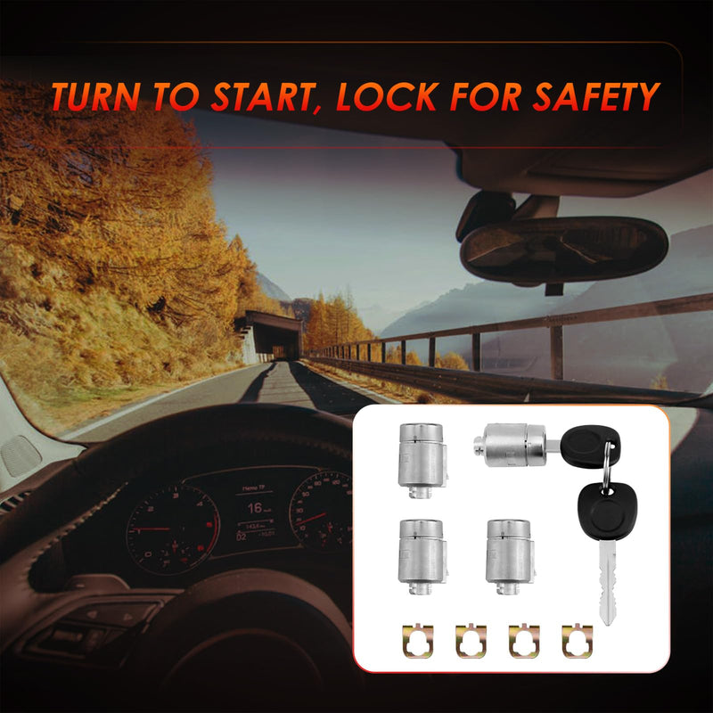 Door Lock Cylinders with 2 Keys, Compatible with 2001-2007 Chevy Express 1500/2500/3500 Van, Replace OE#: 706591 X4, 598007 X2