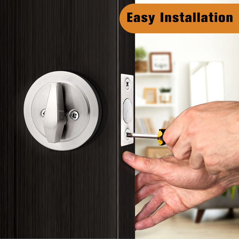 Probrico 1 Side Keyed Cylinder Deadbolt in Brushed Satin Nickel, Keyway Keys Handleset, 3 Keys Anti-Theft Interior& Exterior Door Hardware (for Entrance Lock and Front Gate) 1 Pack Brushed Nickel