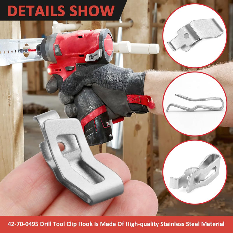 Belt Clips, 2pcs 42-70-0495 Drill Tool Clips Hook Kit with Screws for Drill Stubby Impact Wrench Hex Impact Driver Hex Hydraulic Driver 2 Packs