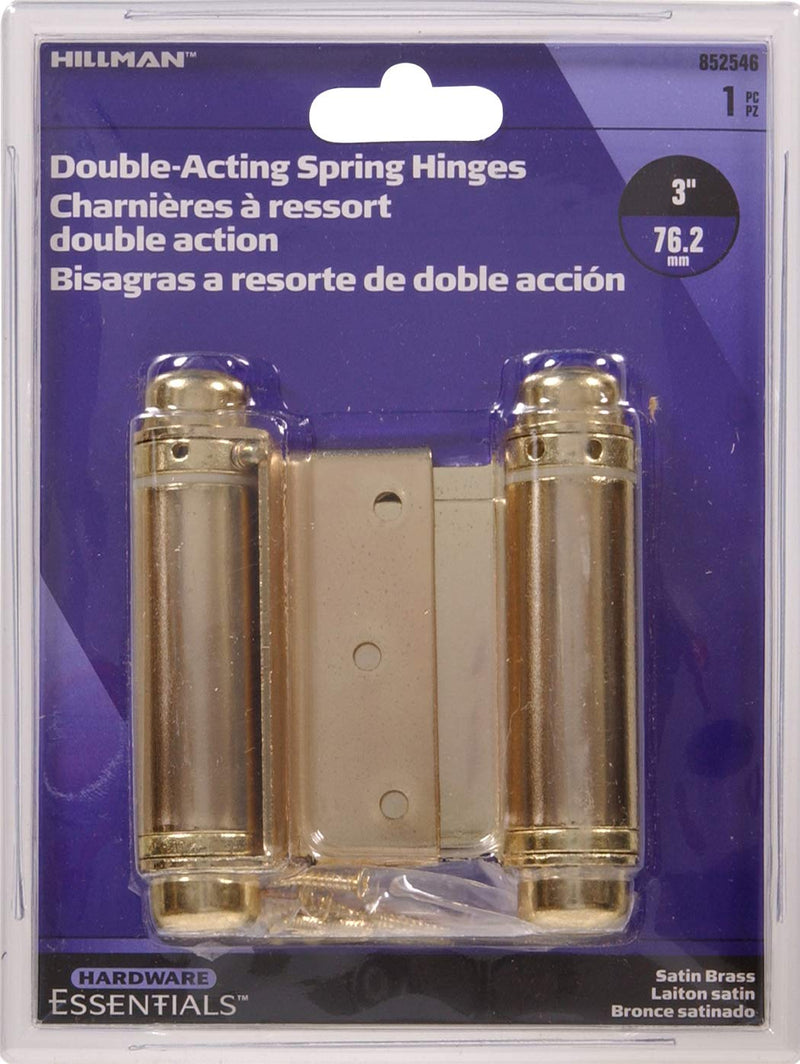 The Hillman Group 852546 3" Double Acting Spring Hinge - Satin Brass Finish 1 Count (Pack of 1)
