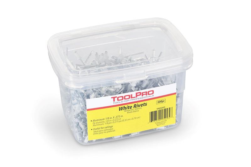 ToolPro Pop Rivets for Ceilings, 1/8" (500, White) 500
