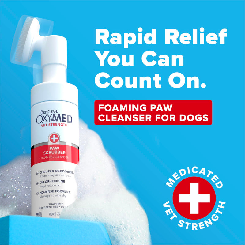 OxyMed Dog Paw Cleaner, No Rinse Foaming Cleanser, Relieves Dry Itchy Paws, Safe for Cats, 7 oz Paw Cleaner, 7oz