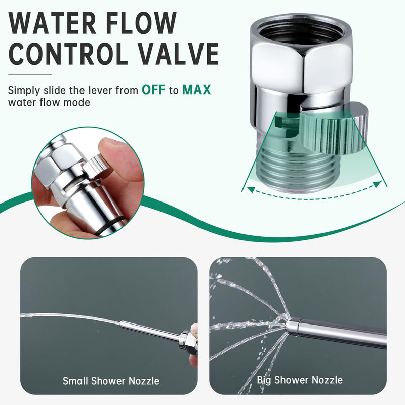 Shower Enema Kit, Shower Douche Nozzle Cleansing System with Water Control Valve for Men and Women Portable Cleaning (Polished Chrome) Polished 6.5 Inch