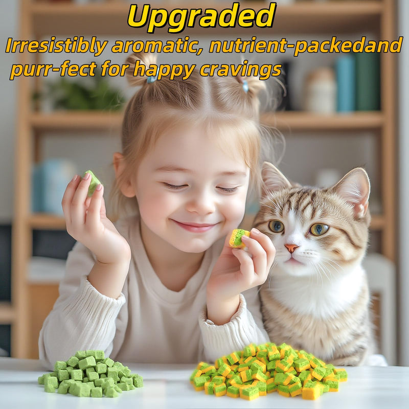 Cats Toy Kitten Grass Treats 260g/9.17oz Freeze Dried 2 in 1 Fish Oil Cat Chew Stick Pellet for Hairball Removal Kitty Catnip Snack Chicken Flavor for Cleaning Teeth & Dental Care Food Indoor