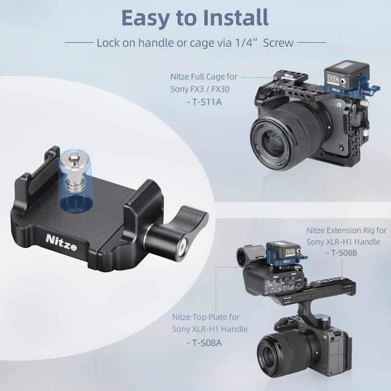 Nitze Timecode Holder for Deity TC-1 / Tentacle Sync E MKII - N42-A1 | Aluminum Alloy Material, Built-in Rubber Pads, Adjustable Clamping Width
