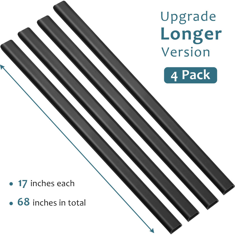 Wire Covers for 2 Cords, 68in Wire Hider on Wall Mounted, Black Cord Cover Kit, Cable Cover Paintable, Cable Concealer for Extension Cord, Ethernet Cable, Speaker Wire Hider, 4X L17in W0.7in H0.4in Medium