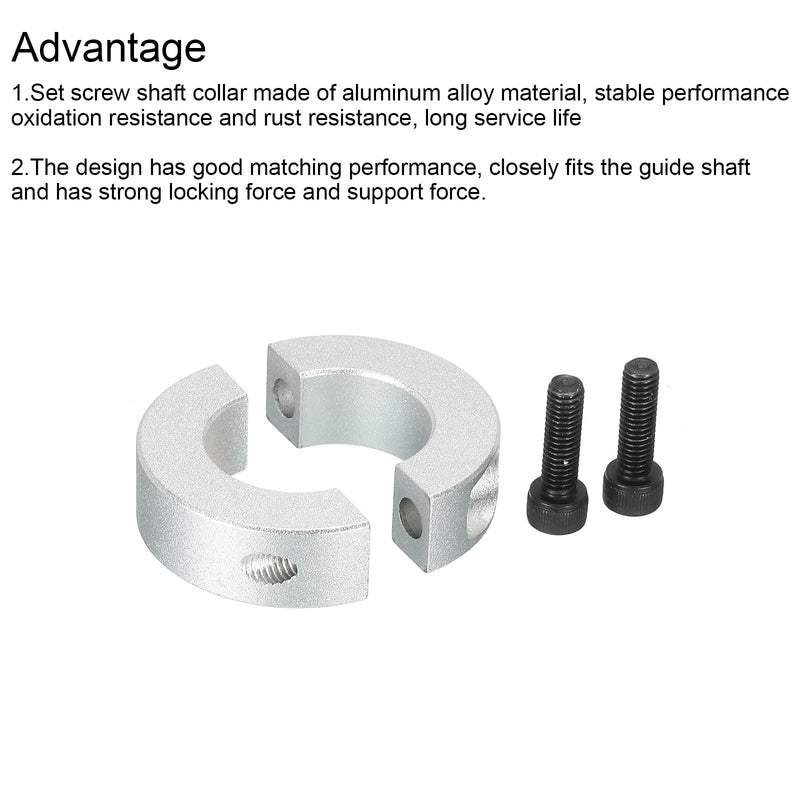 MECCANIXITY Shaft Collar 1.1 Inch Bore Double Split Aluminum Clamping Collar Shaft Collars with Set Screw Silver Tone - NewNest Australia