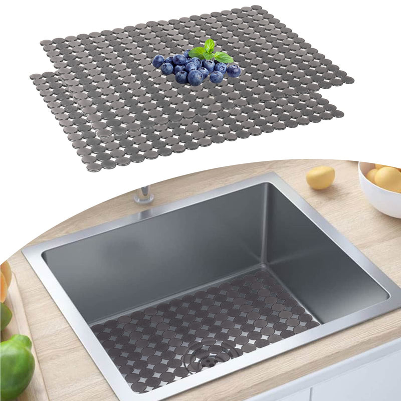 Kitchen Sink Protector Mat - 2Pack Adjustable Sink Protectors for Kitchen Stainless Steel Sink - Fast Draining Sink Mats for Bottom Of Kitchen Sink - Dishes and Glassware - Easy to Clean & Diy Cut Black transparent