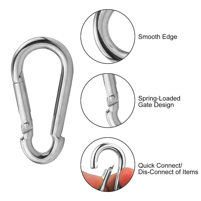 30Pack Spring Snap Hook, 2-3/8Inch Zinc-Galvanized Steel Carabiner Clips, 260lbs Load Capacity Keychain Quick Links, Quick Carabiner Clips for Dog Leash, Backpack, Hammocks, Camping and Swing