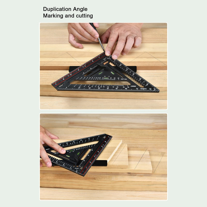 Carpenter Square, 90° Framing Layout Tool Rafter Square with Level, Folding Triangle Ruler Measuring Square Tool for Woodworking Carpentry
