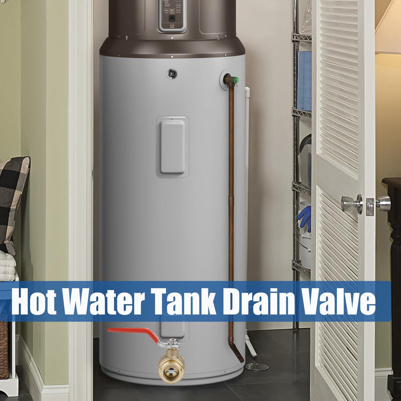 WHK Water Heater Drain Valve 3/4"MIP X 3/4" Male GHT Connection to drain or Flush Hot Water Heater Faster and Easy Big Full Port (Lead-Free Brass,2 Inch Shank with Long Handle,Straight) 2 inch shank 2 Inch shank Straight-Water heater drain valve