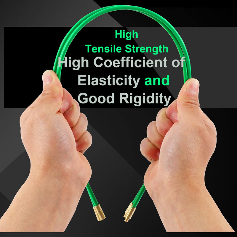 21 Feet Fiberglass Fish Tape Cable Rods, Electrical Wire Running Pull/Push Kit with Hook and Hole Kit Glow Rod, Hook Hole, Green 21FT