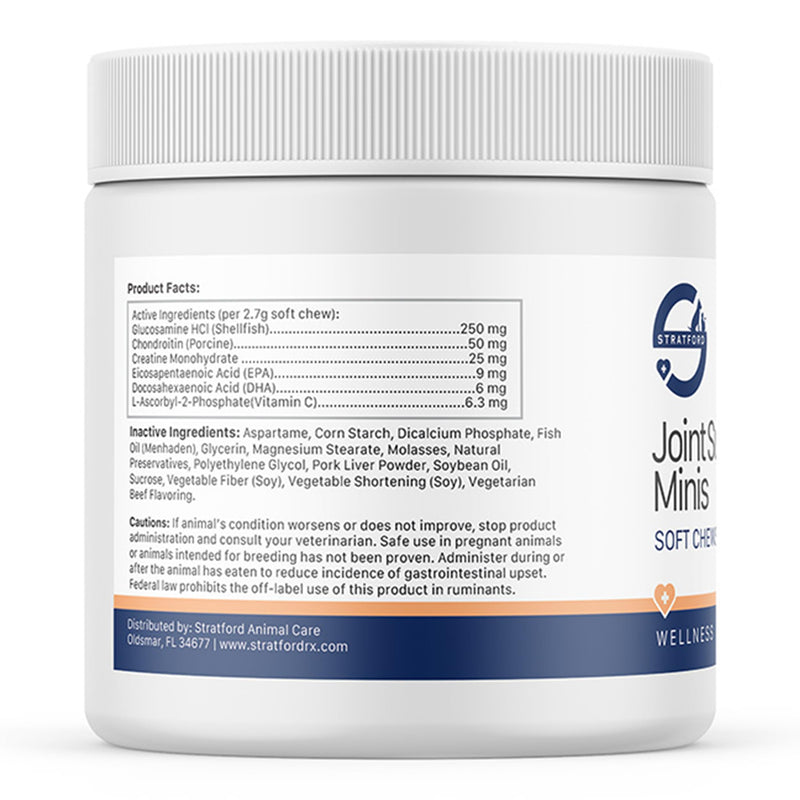 Stratford Pharmaceuticals Joint Support Minis Soft Chews for Small Dogs w/ Glucosamine Chondroitin MSM, Joint and Hip Pain Relief, 60 Count - PawsPlanet Australia