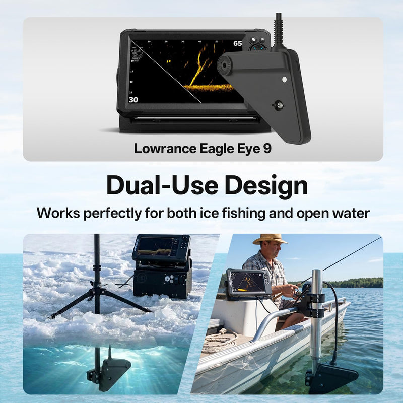 Adjustable Transducer Pole Clamp Mount Compatible with Lowrance Eagle Eye 9, Fits Round Pole 1