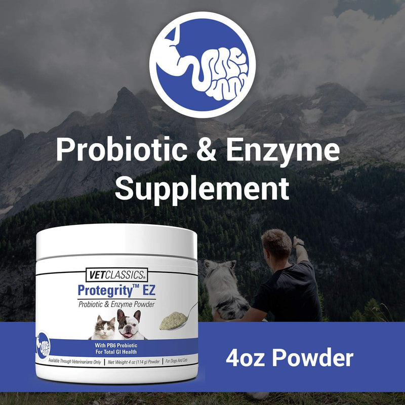 Vet Classics Protegrity EZ Probiotic Health Supplements for Dogs, Cats – Dog Digestive Support, Pet Gastrointestinal Health, Cat Stomach, Intestinal Balance – Pet Enzymes – Powder/Soft Chews 4 oz Powder - PawsPlanet Australia