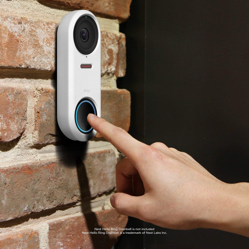 elago Silicone Case Designed for Google Nest Hello Doorbell Cover (White) - Full Protection, Night Vision Compatible [US Patent Registered] White