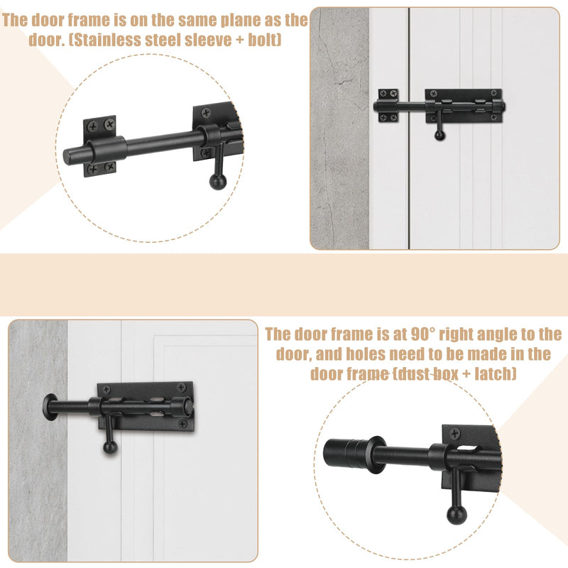 Tandefio 5 Pack 6.3 Inch Slide Bolt Gate Latch with Padlock Hole 304 Stainless Steel Barrel Bolt Latch Heavy Duty Door Security Lock Thickened Door Hardware for Barn Fence Shed Yard