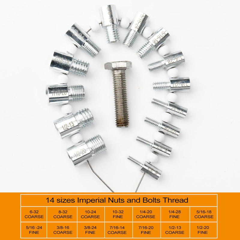 Nut and Bolt Thread Checker, Thread Checker Standard and Metric, Bolt Size and Thread Gauge, 26 Male/Female Identifier Gauges (14 Inch & 12 Metric) 26 Male/Female Nut & Bolt Thread Checker