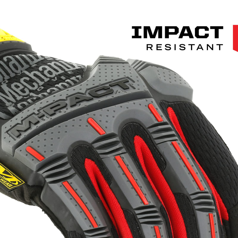 Mechanix Wear M-Pact Impact Resistant Work Gloves - Durable Safety Gloves for Men - Touchscreen Capable - Machine Washable - Breathable - Large - Red/Black Black/Red