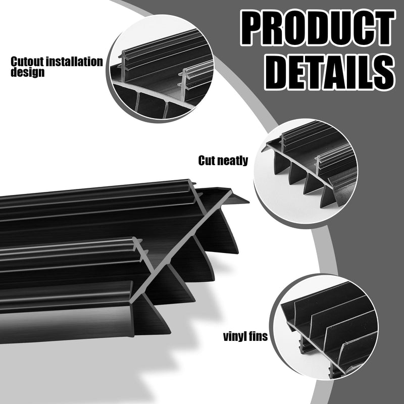 Replacement Door Bottom with Vinyl Fins 36" Long 1 3/4" Wide Threshold Seal Bottom of Door Weatherstrip Kerf Weather Stripping for 7/8" Between Barbs(Black,2 Pcs) 2 Black