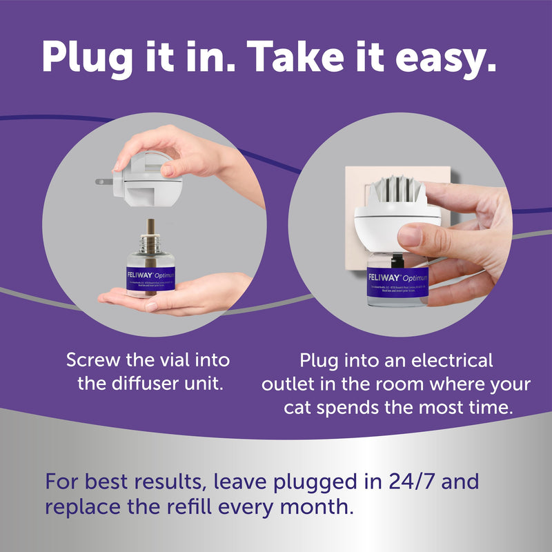 FELIWAY Optimum Cat Calming Diffuser Refill – Cat Pheromone Diffuser Refill for Advanced Support to Reduce Stress, Spraying, Scratching, Fighting and Hiding– 2 Pack