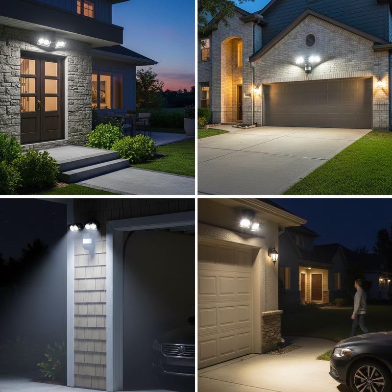 SANSI 28W 3500LM Motion Sensor Outdoor Lights, Outdoor Motion Sensor Light Security Lights Detector with 4 Mode 350W Equiv 5000K, IP65 Waterproof for Soffit, Garage, Yard (Black) Hardwired 28W-Bright Series Black