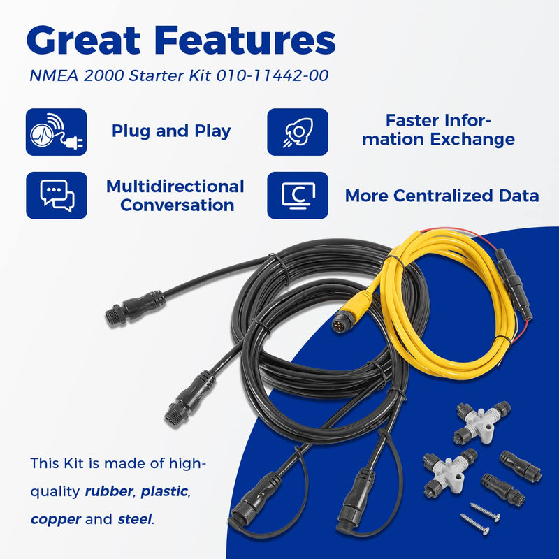 Replace for Garmin 010-11442-00 Cable Kit Nmea 2000 Starter Kit with T-Connectors