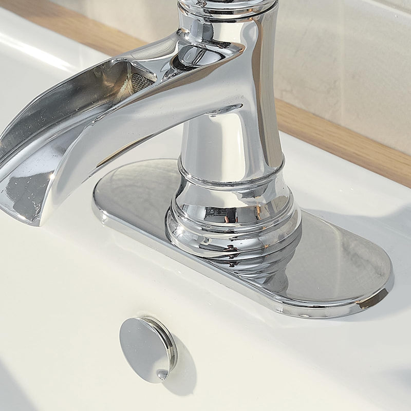 6 Inch Bathroom Vessel Vanity Sink Faucet 4" Hole Cover Deck Plate Escutcheon Chrome