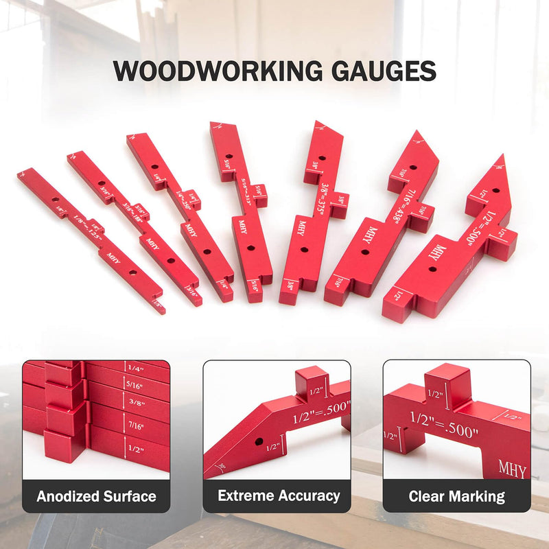 MHY 8PCS Heavy Precision Router Table Setup Blocks，Woodworking Height Depth Angle Gauge for Machine Tools and Table Saws