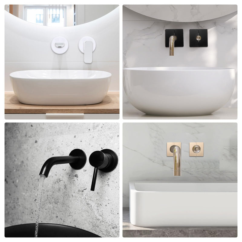 uxcell 4pcs Wall Split Flange 70mm / 2.8" OD Escutcheon Plate ABS Round Self-Adhesive Plumbing Cover Plates for 16mm / 0.6" Dia Water Pipe Faucet Decoration Accessories, Black
