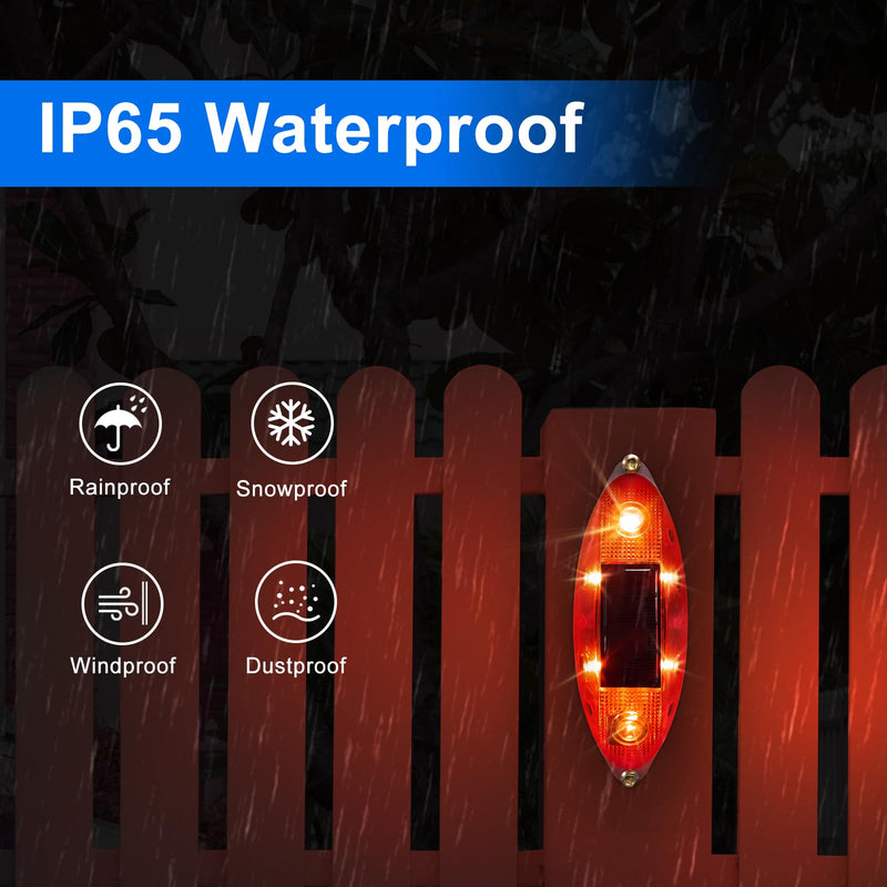 Aolyty Solar Strobe Warning Light Outdoor, Bright Solar Safety Flashing Light 4 Pack Road Signs IP54 Waterproof for Construction Site, Traffic, Dock, Marine, Stop Sign (Red) Red
