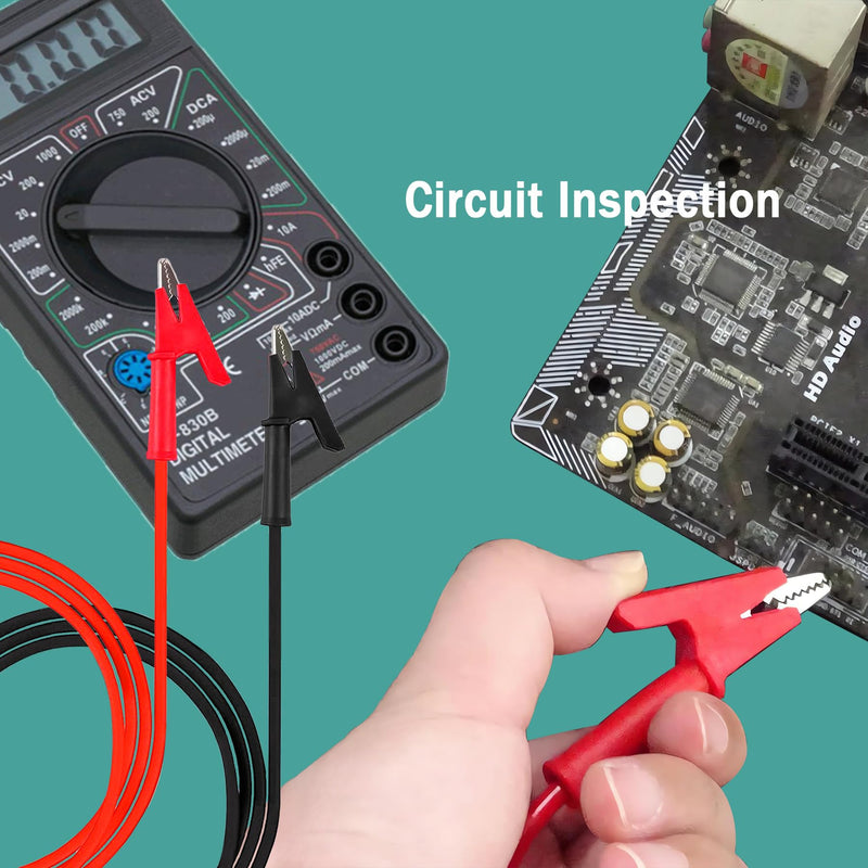 Double Ended Alligator Clip Electrical Test Leads Alligator Clip to Alligator Clip Heavy Duty Silicone Jumper 12AWG 3.28ft/1m Cable for Multimeter, Electrical Test (Y-Y 12AWG 1m X)