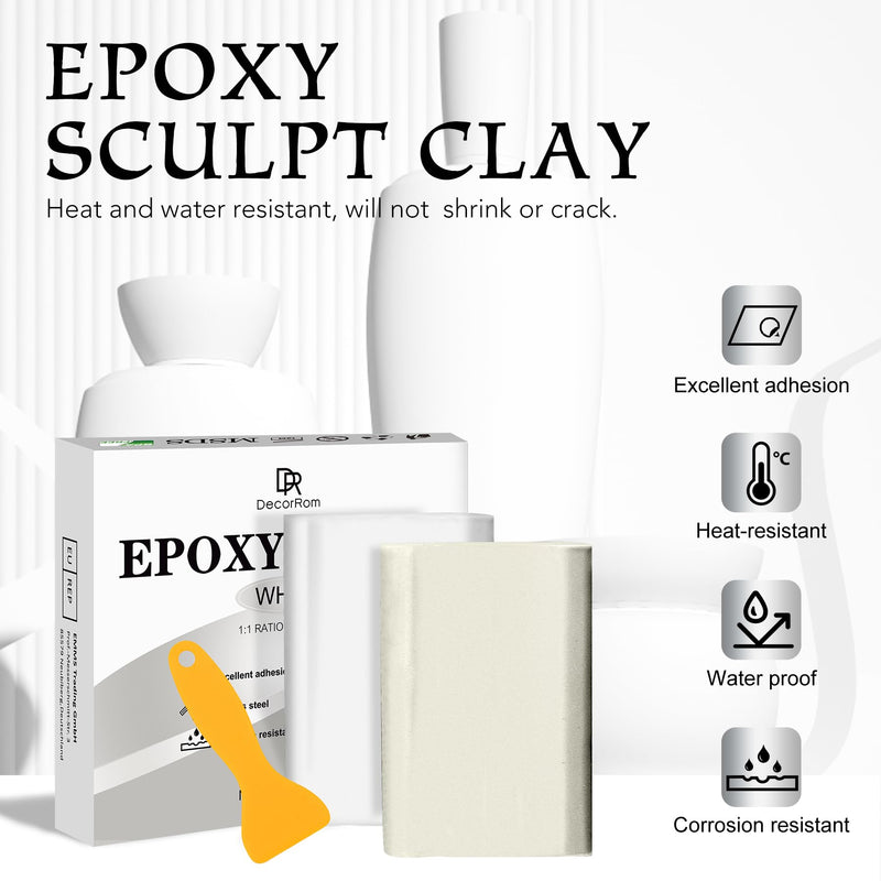 Epoxy Putty - 8oz / 227g Pool Putty, 2 in 1 Underwater or Above Fast Repair, Fix Leaks, Cracks, Filling, Sculpting - 2 Part Epoxy Sculpt Clay for Metal, Tile, Concrete, Plastic, Ceramics (White) White