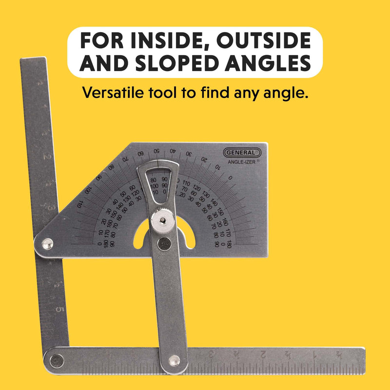 General Tools Protractor and Angle Finder #39, Stainless Steel, Outside, Inside, Sloped Angles, 0° to 180° - NewNest Australia