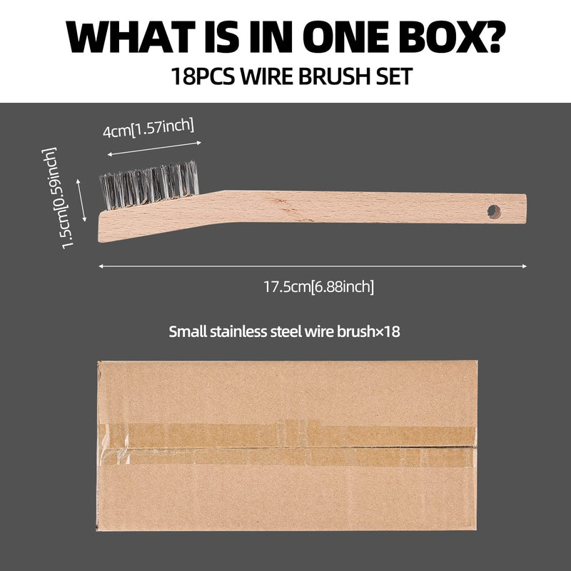 Wood Handle Wire Scratch Brush Sets (18, 18Pack-7in Stainless Steel Small Wire Scratch Brushes with Beech Wood Handle) 18