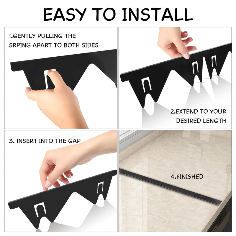 Stainless Steel Stove Gap Covers (2PCS), Stove Gap Filler, Stove Guard for Kitchen Oven Counter Side Gap, Range Trim Kit, Easy Clean and Heat Resistant, Adjustable Length 13.8" to 27.5" 1