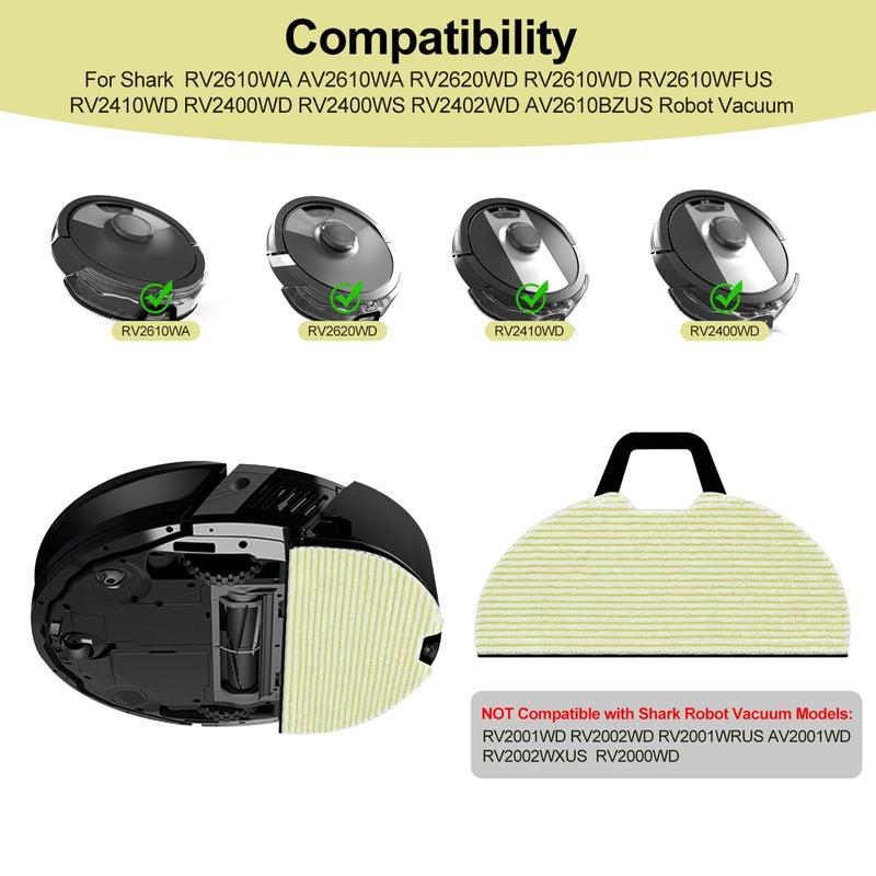 6 Pack Vacuum Mop Replacement Pads Compatible with Shark RV2610WA AV2610WA RV2620WD RV2610WFUS RV2410WD AI Ultra 2-in-1 Robot Vacuum,Vacmop Pads Refills,Washable Reusable Microfiber Soft Pads