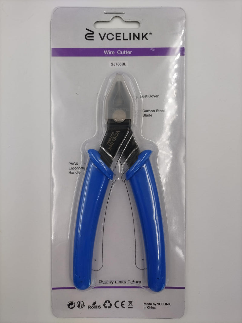 VCELINK Small Wire Cutter Spring-loaded GJ706BL, Precision Flush Cutter Pliers Diagonal Cutters for Electronics, Jewelry Making, Model Craft and 3D Printer, 5-Inch