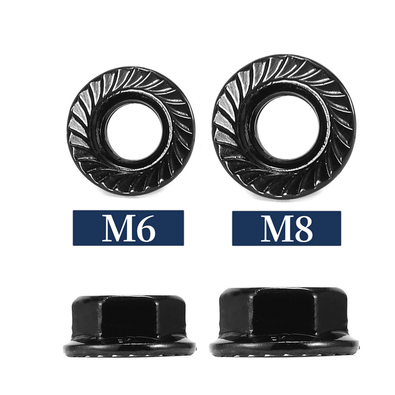 M6 x 1.0mm Serrated Flange Hex Lock Nuts 100Pcs 304 Stainless Steel 18-8, Full Thread, Hex Drive, Bright Finish, Black Oxide by SG TZH M6 100 - NewNest Australia