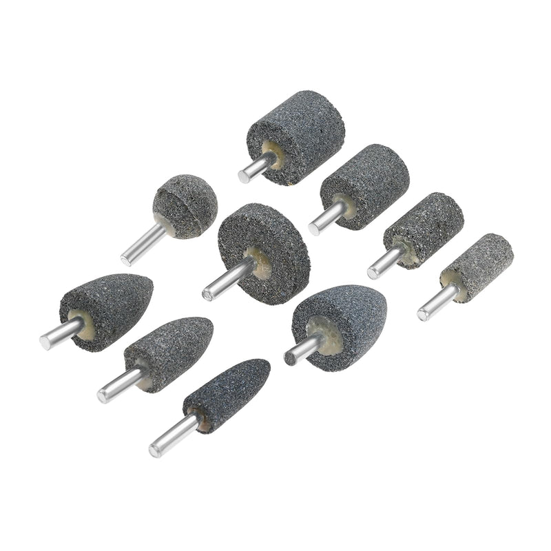 dophee 10Pcs Various Shape Aluminum Oxide Abrasive Mounted Grinding Stones Rotary Grinding Bits with 1/4" Shank for Electric Rotary Tools Drill Grinder