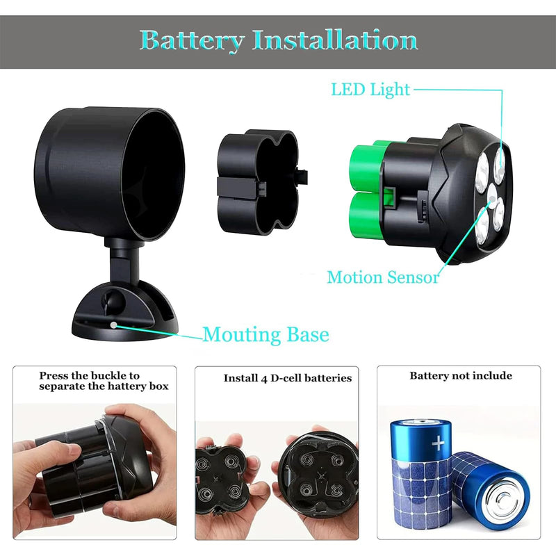 Battery Operated Motion Outdoor Waterproof Lights, 800 Lumen Ultra Bright Battery Powered Night Activation Security Spotlight for Porch, Trash Can, Stairs, Garage (2 Pack) 2 Packs