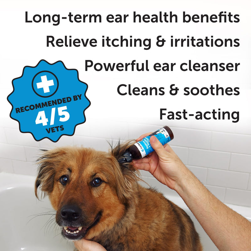 Restore + Soothe Ear Cleaner for Dogs & Cats (Aloe Vera) 4oz + Omega SkinHealth Chews for Dogs with Omega 3 Fish Oil and Salmon Oil for Healthy Skin, Itchy Skin Relief (90 Count)