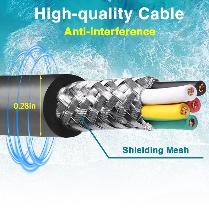 EVRBUL Engine Interface Cable NMEA2000 Network Connection with T-Connector Compatible with Yamaha Outboard Engine 2006-2023 Replace# 000-0120-37 3004.6865 (16Ft)