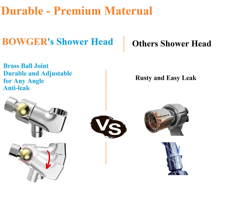 Shower Head with Handheld High Pressure-Full Body Coverage Powerful Rain Showerhead Extra 60" Long Hose and Adjustable Brass Joint Holder- The Perfect Detachable Heads for Bathroom Upgrade 5 Modes Polished Chrome