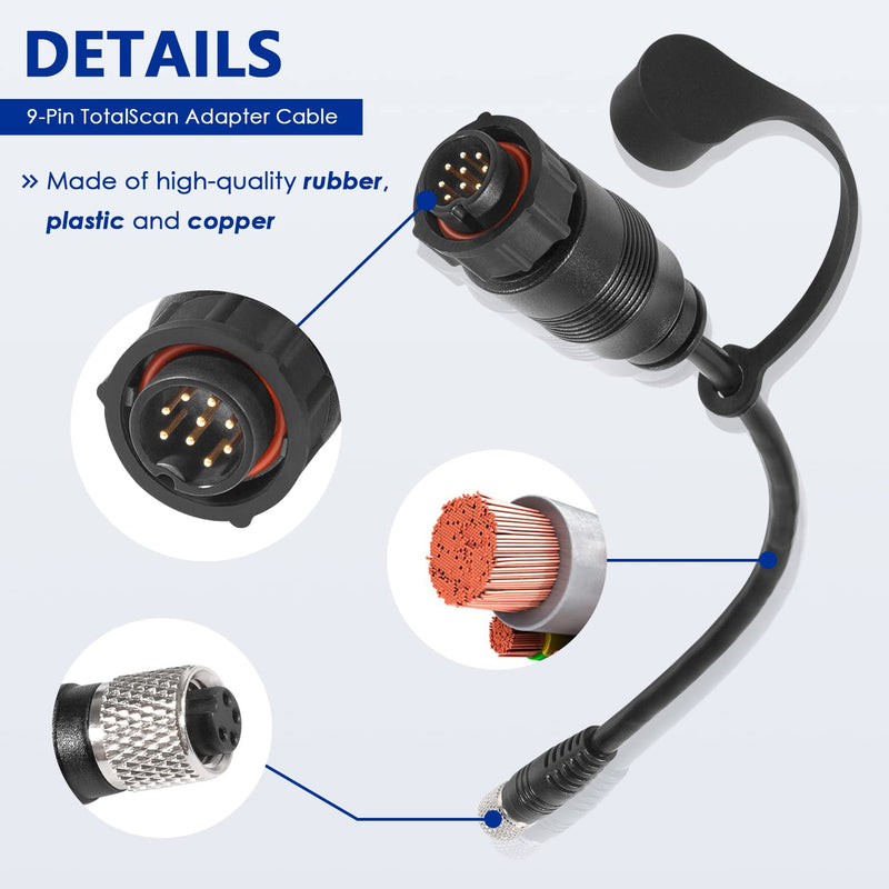 1852076 MKR-US2-16 Adapter Cable Replace for Lowrance 9-Pin TotalScan Adapter Cable Fish Finder Adapter Cable (Fit for Elite Ti2 & HDS)